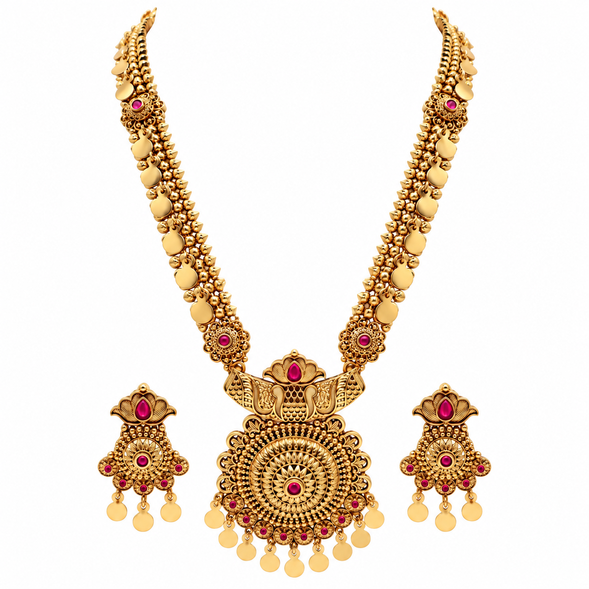 Bhavini Necklace Set - Ruby Pink