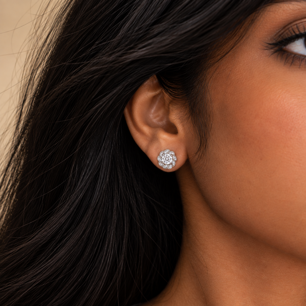 Silver CZ Stud Earrings