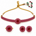 Laila Choker Necklace Set - Ruby Red