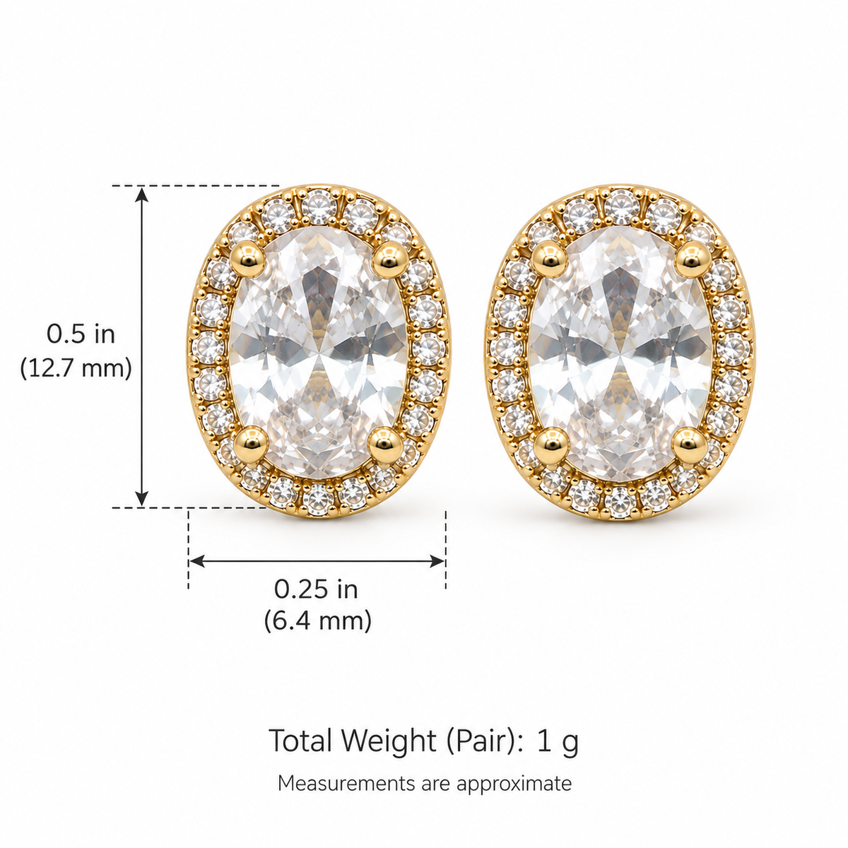 Antique Oval CZ Stud Earrings