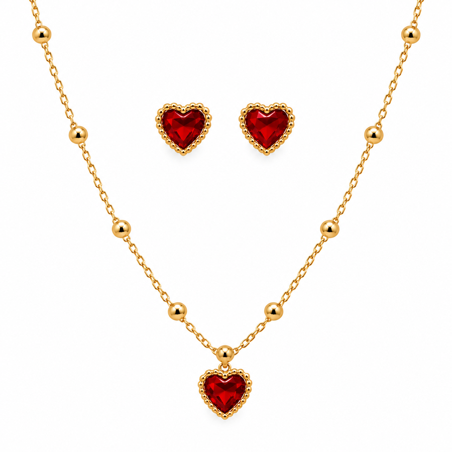 Jiya Necklace Set - Red