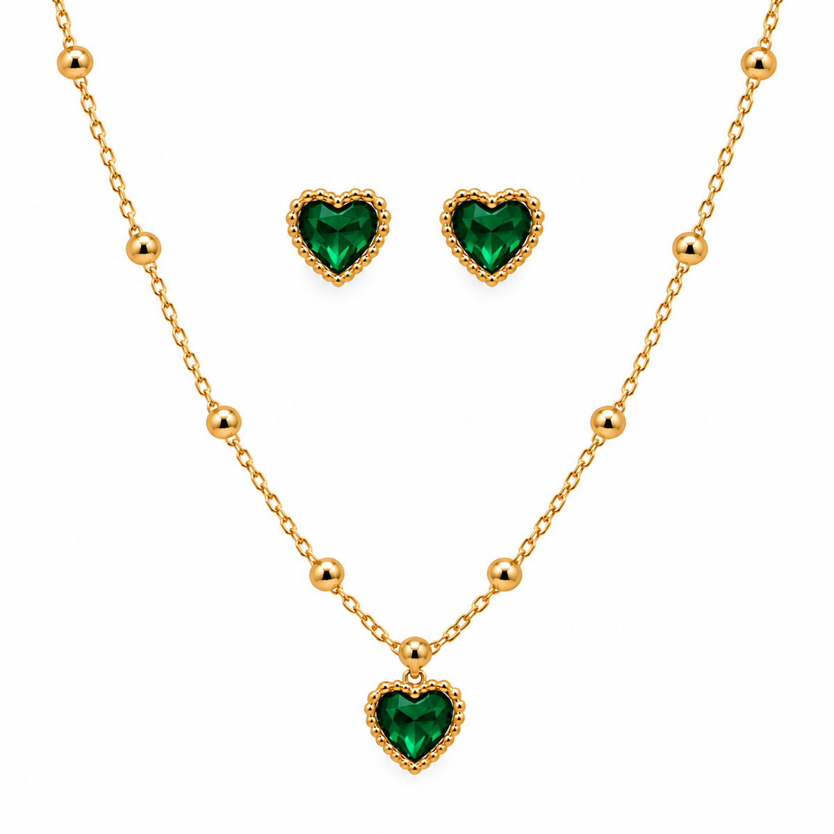 Jiya Necklace Set - Emerald Green