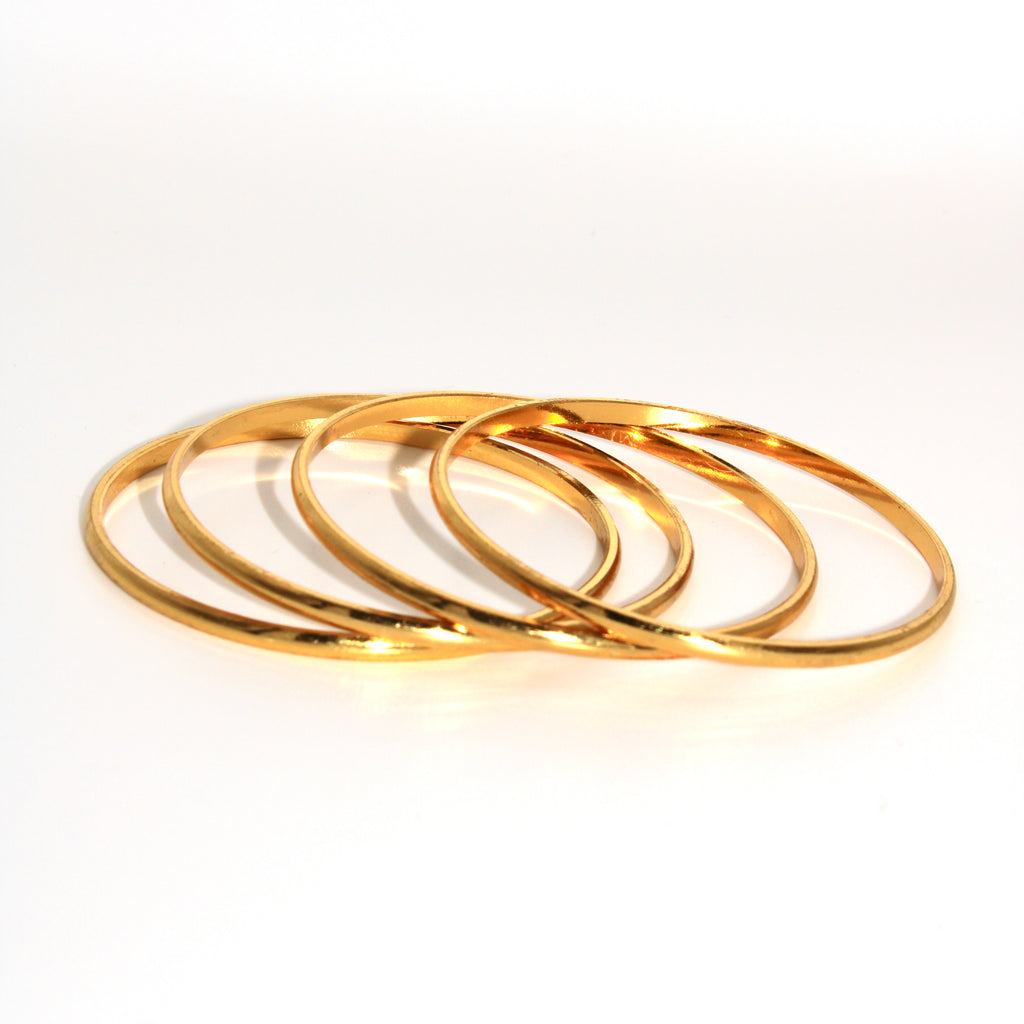 Minimalist Stackable Bangle Bracelet, 4 Piece Set, Gold Plated