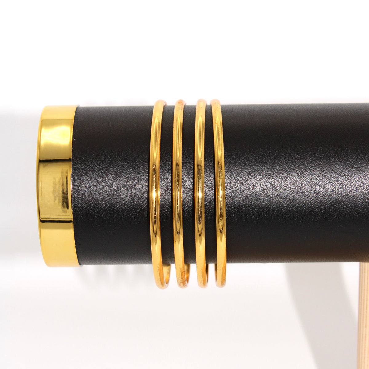Minimalist Stackable Bangle Bracelet, 4 Piece Set, Gold Plated