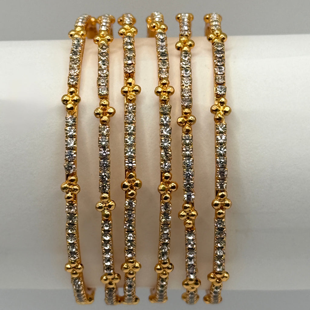 Classic Gold CZ Bangles (Set of 6)