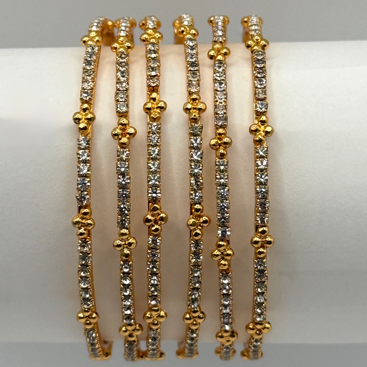 Classic Gold CZ Bangles (Set of 6)