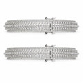 Silver-tone cubic zirconia bangle set, front view