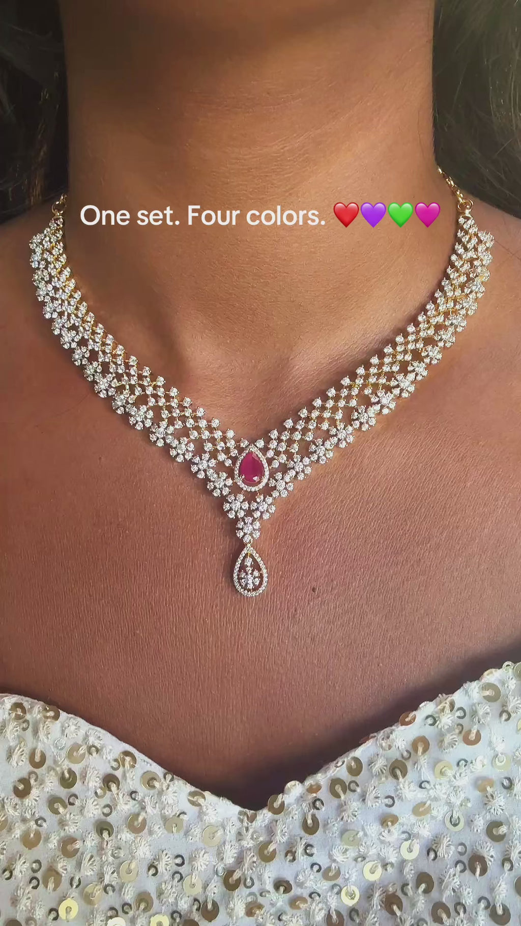 Layered Statement CZ Necklace Set