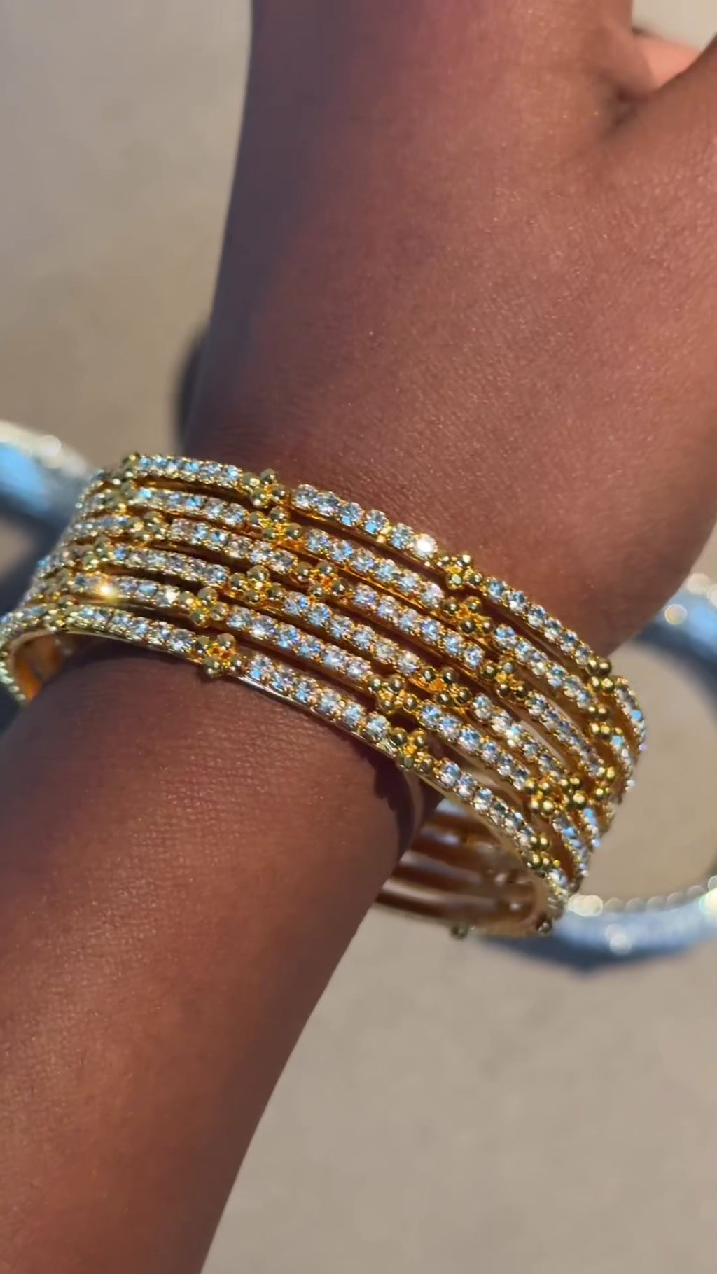 Classic Gold CZ Bangles (Set of 6)