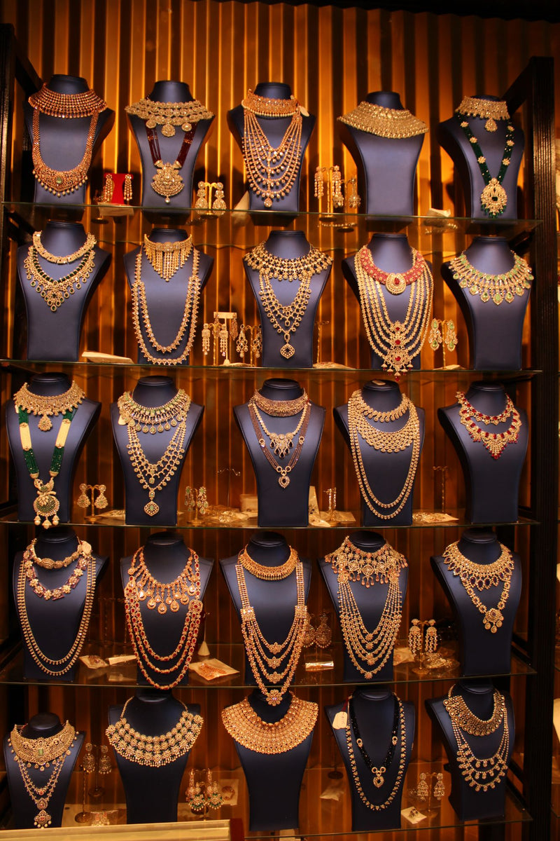 Bridal necklace sets on display in our in-store collection, photo 3 of 8