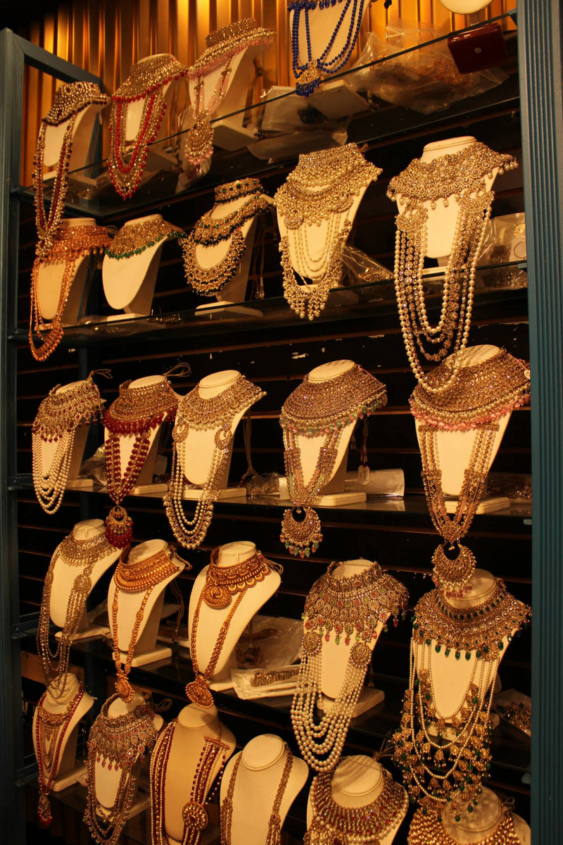 Bridal necklace sets on display in our in-store collection, photo 6 of 8