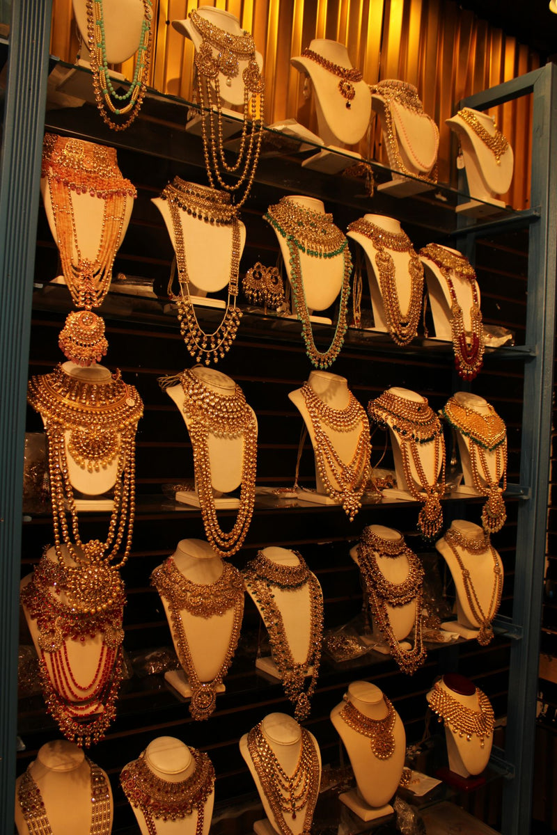 Bridal necklace sets on display in our in-store collection, photo 7 of 8